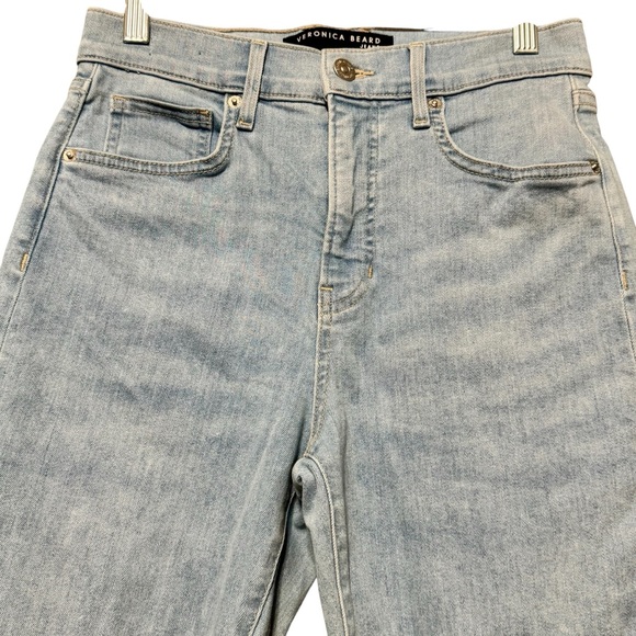 Veronica Beard Carly Kick Flare High Rise Cropped Raw Hem Denim Jeans Bail Out - Picture 4 of 14